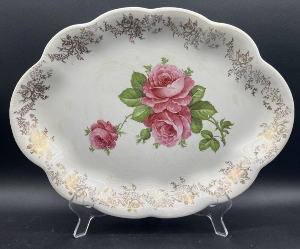 Vintage (1905) Homer Laughlin The Angelus Floral Pattern Serving Platter - Rare!